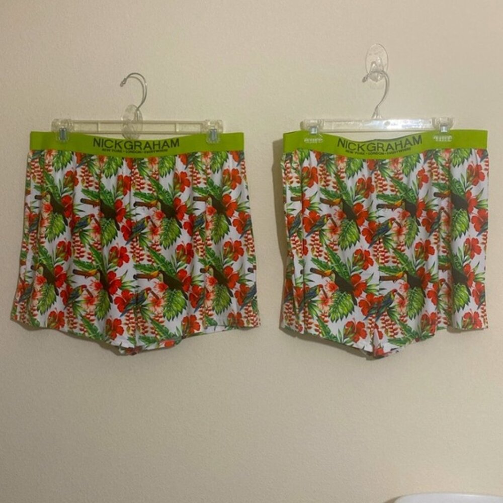 Lot of 2--NWOT NICK GRAHAM Mens Floral Prints Performance Stretch Boxers Size XL